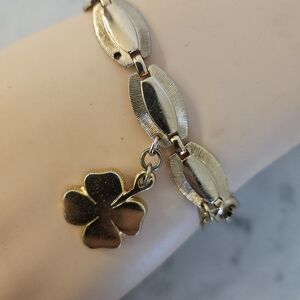 Monet Goldtone Bracelet with Clover Charm